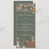 Woodland Animals Forest Friends Baby shower Menu (Voorkant / Achterkant)