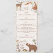 Woodland Animals Forest Friends Baby shower Menu (Voorkant)