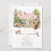 Woodland Animals Forest Girl Baby Shower Kaart (Voorkant)