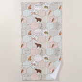 Woodland Animals Forest Patchwork Baby Shower Gift Strandlaken (Voorkant)