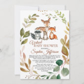 Woodland Animals Forest Virtual Baby shower Kaart (Voorkant)