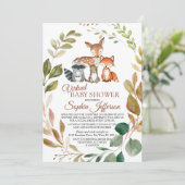 Woodland Animals Forest Virtual Baby shower Kaart (Staand voorkant)