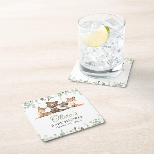 Woodland Animals, Forest, Wild One, Baby Shower Kartonnen Onderzetters (Insitu)