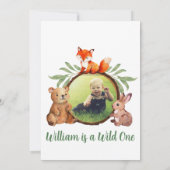 Woodland Animals Foto 1st Birthday Fox Beer Bunny Kaart (Achterkant)