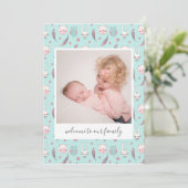 Woodland Animals Foto Birth Announding Kaart (Staand voorkant)