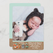 Woodland Animals Foto geboorteaankondiging Kaart (Voorkant / Achterkant)