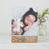 Woodland Animals Foto geboorteaankondiging Kaart (Staand voorkant)