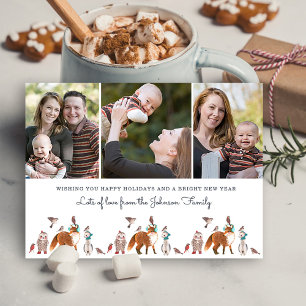 Woodland Animals Foto Kerstvakantie Briefkaart