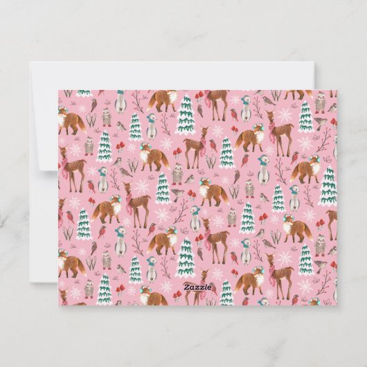 Woodland Animals Foto Kerstvakantie Briefkaart (Achterkant)