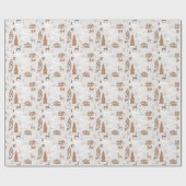 Woodland Animals Fox, Deer & Rabbit Cozy Village Cadeaupapier (Vlak)