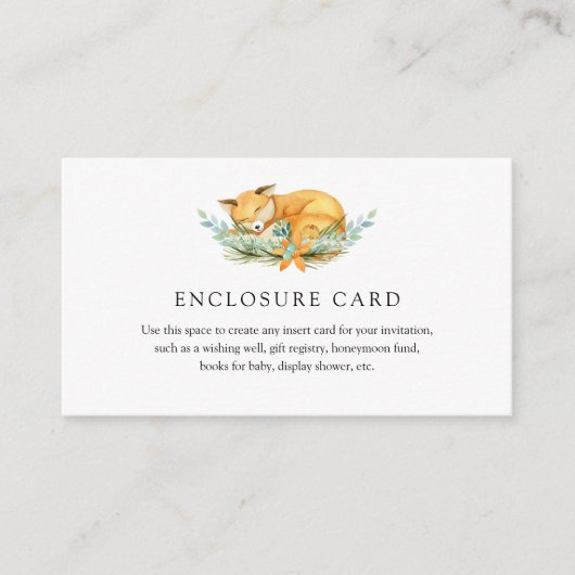 Woodland Animals Fox Enclosure Card Informatiekaartje (Voorkant)