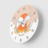 Woodland Animals Fox Kinder Nursery Wall Clock Ronde Klok (Hoek)