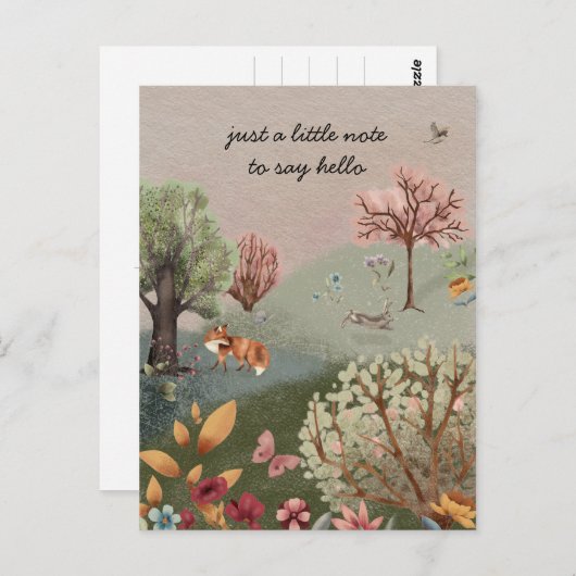 Woodland Animals Fox Rabbit Flowers Briefkaart (Voorkant / Achterkant)