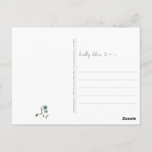 Woodland Animals Fox Rabbit Flowers Briefkaart (Achterkant)