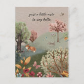 Woodland Animals Fox Rabbit Flowers Briefkaart (Voorkant)