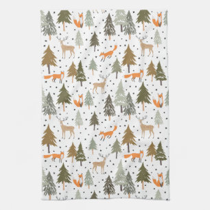 Woodland Animals Fox  Theedoek