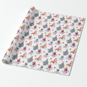 Woodland Animals Fox Wolf Deer in kerstantiek Cadeaupapier (Uitgerold)