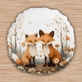 Woodland Animals Foxes Kwekerij Kinder Kamer Decor Rond Kussen