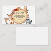 Woodland Animals Friends Luier Raffle Informatiekaartje (Voorkant / Achterkant)