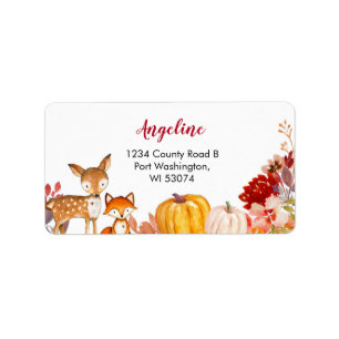 Woodland Animals Friends Pumpkin Adres Label