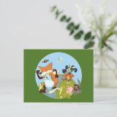 Woodland Animals Fun Running Fox & Badger Cartoon Briefkaart (Staand voorkant)
