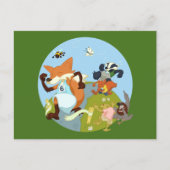 Woodland Animals Fun Running Fox & Badger Cartoon Briefkaart (Voorkant)