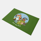 Woodland Animals Fun Running Fox & Badger Cartoon Deurmat (Schuin)