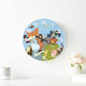 Woodland Animals Fun Running Fox & Badger Cartoon Grote Klok (Huis)