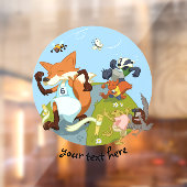Woodland Animals Fun Running Fox & Badger Cartoon Raamsticker (Vel 2)