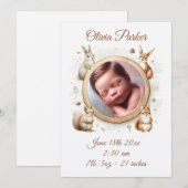 Woodland Animals Geboorteaankondiging Kaart (Voorkant / Achterkant)