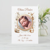 Woodland Animals Geboorteaankondiging Kaart (Staand voorkant)