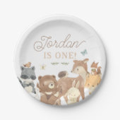 Woodland Animals Genderneutraal 1e verjaardagsfees Papieren Bordje (Voorkant)