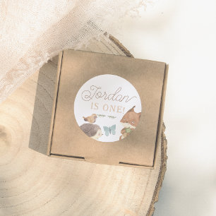 Woodland Animals Genderneutraal Verjaardagsfeest Ronde Sticker