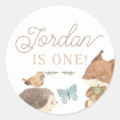 Woodland Animals Genderneutraal Verjaardagsfeest Ronde Sticker (Voorkant)