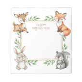 Woodland Animals gepersonaliseerde Mitswa Note Not Notitieblok (Voorkant)
