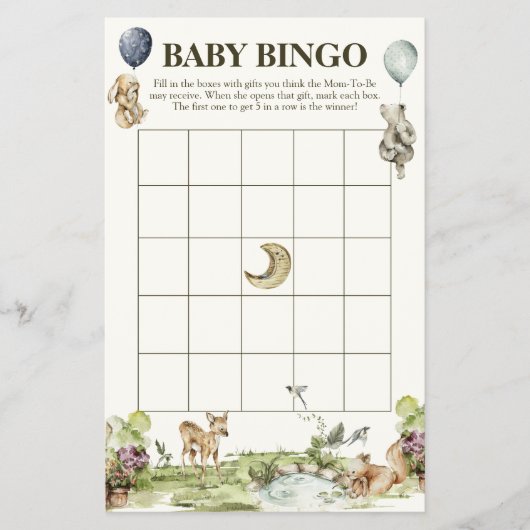 Woodland Animals Geslacht Neutraal Baby Bingogame Flyer (Voorkant)