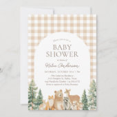 Woodland Animals Gingham-Baby shower Kaart (Voorkant)