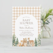 Woodland Animals Gingham-Baby shower Kaart (Staand voorkant)