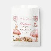 Woodland Animals Girl 1st Birthday Party Bedankzakje (Voorkant)