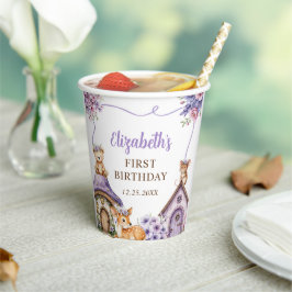 Woodland Animals Girl 1st Birthday Party Papieren Bekers