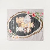 Woodland Animals Girl Baby shower Foto Booth Wandkleed (Voorkant (horizontaal))