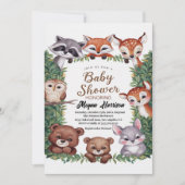 Woodland Animals Girl Baby shower Kaart (Voorkant)