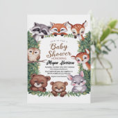 Woodland Animals Girl Baby shower Kaart (Staand voorkant)