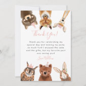 Woodland Animals Girl Birthday Party Bedankkaart (Voorkant)