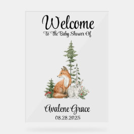 Woodland Animals Girl Boy Baby shower Welkom Acryl Bord