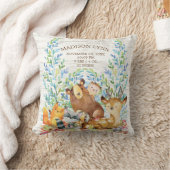 Woodland Animals Girl Boy Birth Stats Pillow Kussen (Deken)