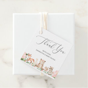 Woodland Animals Girl Cute Bedankt Baby shower Bedankjes Labels
