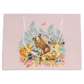 Woodland Animals Girls Baby shower Gift Bag Groot Cadeauzakje (Voorkant)