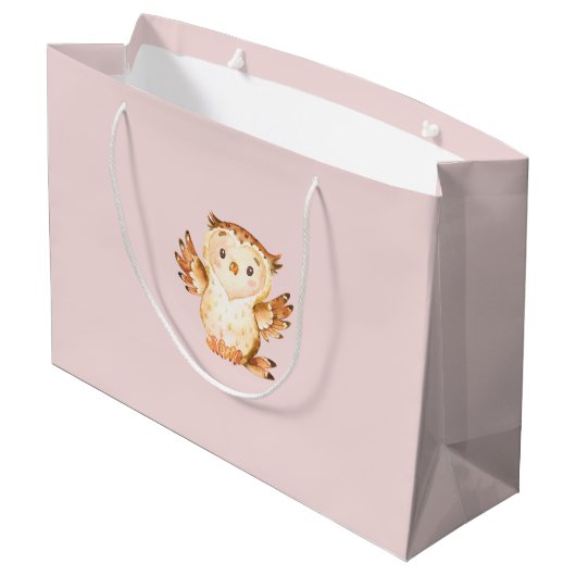 Woodland Animals Girls Baby shower Gift Bag Groot Cadeauzakje (Achterkant Gekanteld)