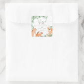 Woodland Animals Green Baby shower Dank u Vierkante Sticker (Tas)